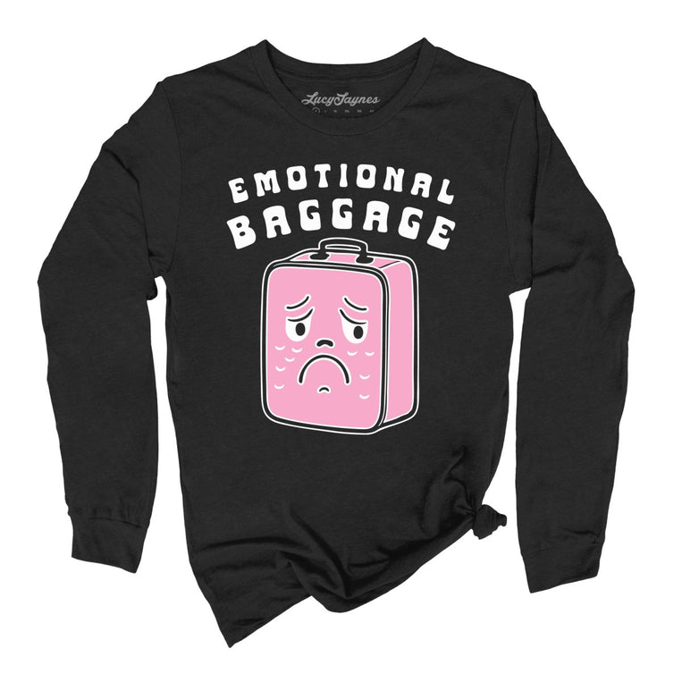 Emotional Baggage Graphic Long Sleeve Tee - Black