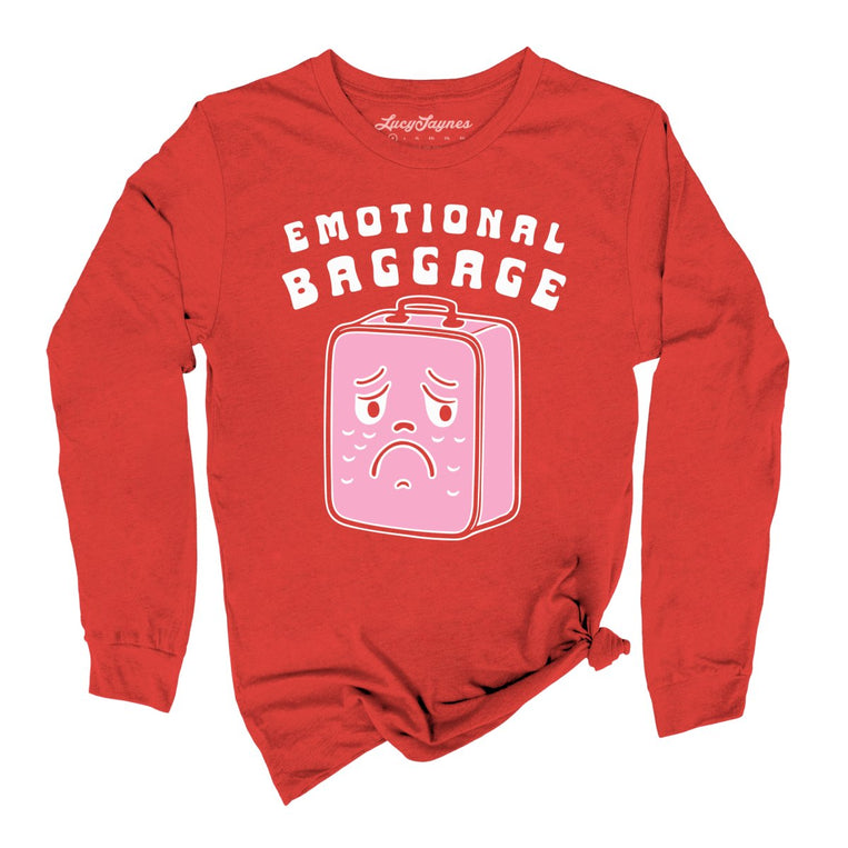 Emotional Baggage Graphic Long Sleeve Tee - Poppy