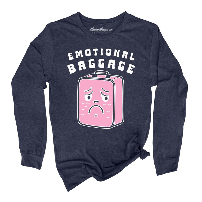 Emotional Baggage Graphic Long Sleeve Tee - Heather Navy