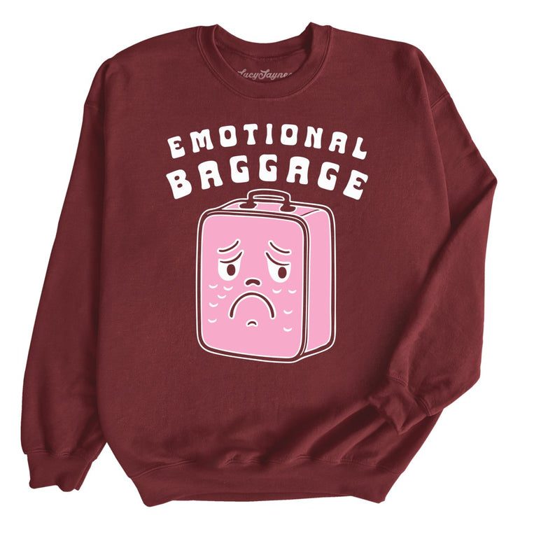 Emotional Baggage Graphic Sweatshirt - Maroon