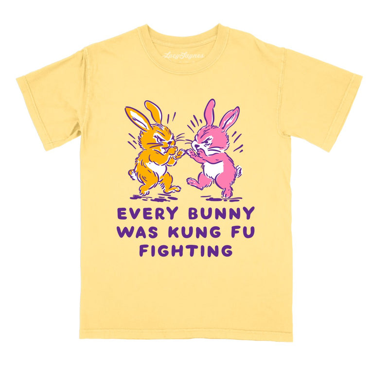 Every Bunny Was Kung Fu Fighting Comfort Colors Graphic Tee - Butter