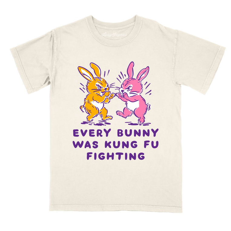 Every Bunny Was Kung Fu Fighting Comfort Colors Graphic Tee - Ivory