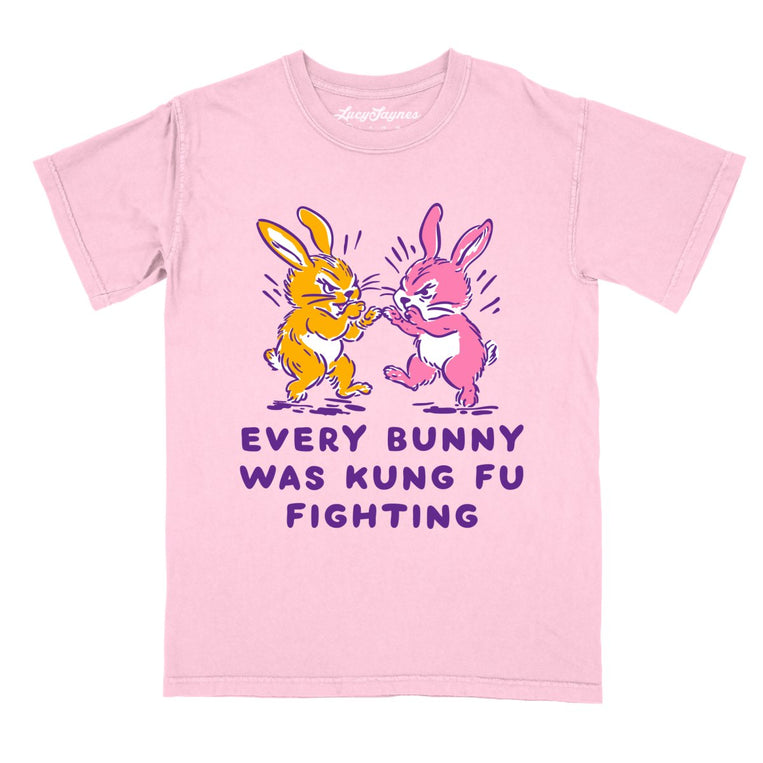 Every Bunny Was Kung Fu Fighting Comfort Colors Graphic Tee - Blossom