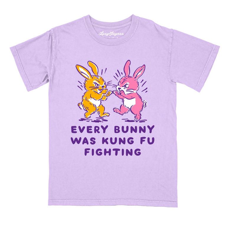 Every Bunny Was Kung Fu Fighting Comfort Colors Graphic Tee - Orchid