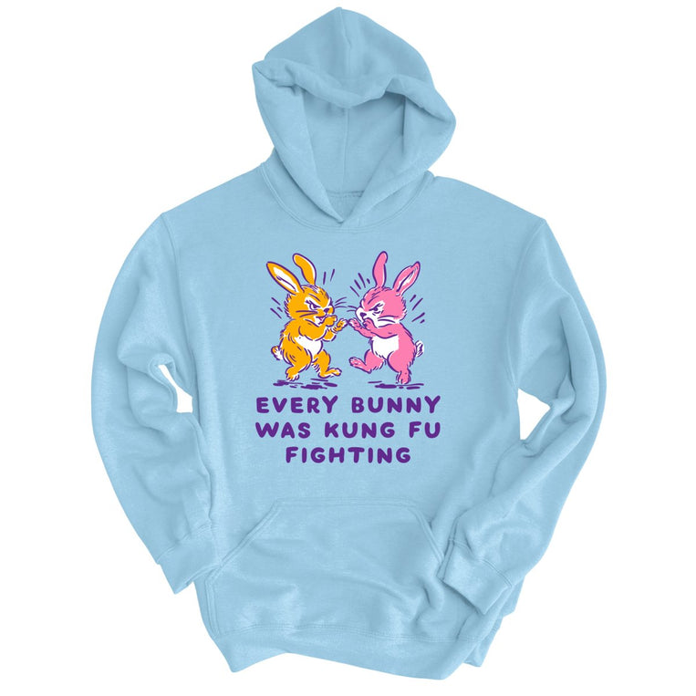 Every Bunny Was Kung Fu Fighting Graphic Hoodie - Light Blue