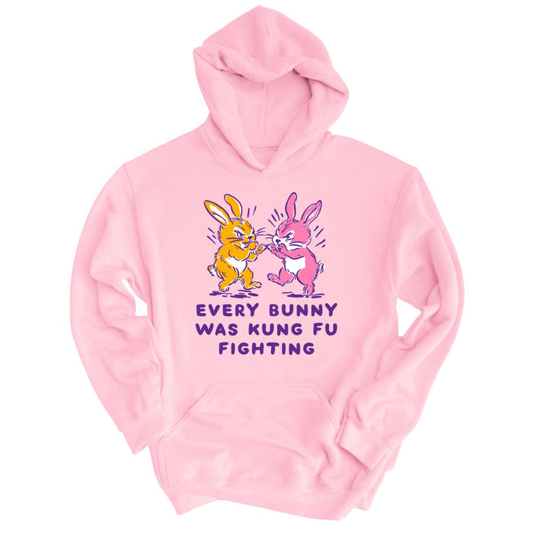 Every Bunny Was Kung Fu Fighting Graphic Hoodie - Light Pink