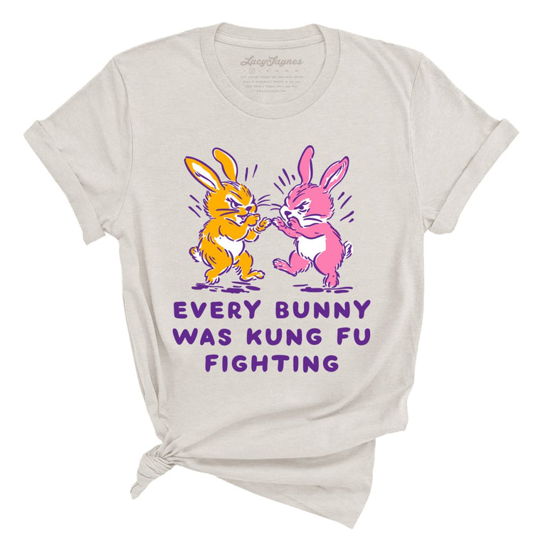 Every Bunny Was Kung Fu Fighting Graphic Tee - Heather Dust