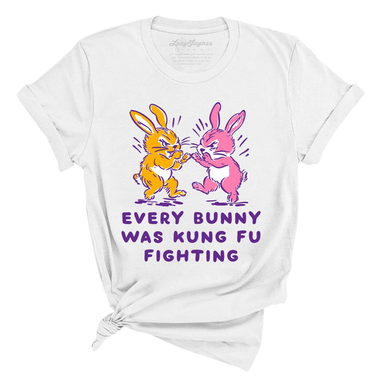 Every Bunny Was Kung Fu Fighting Graphic Tee - White