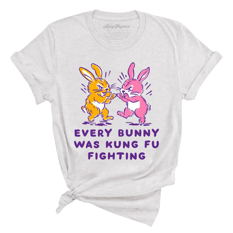 Every Bunny Was Kung Fu Fighting Graphic Tee - Ash