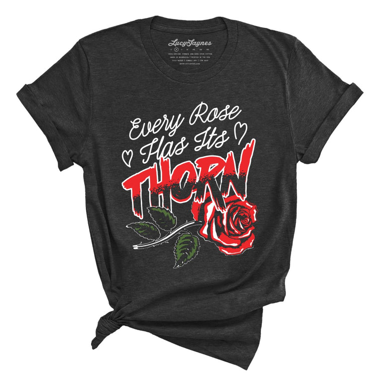 Every Rose Has It's Thorn Graphic Tee - Dark Grey Heather