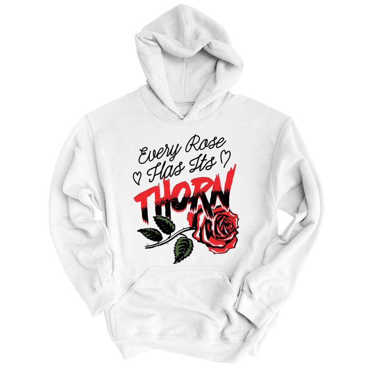 Every Rose Has It's Thorn Graphic Hoodie - White
