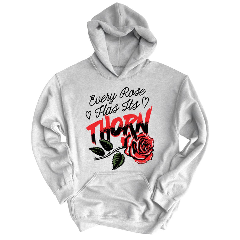Every Rose Has It's Thorn Graphic Hoodie - Grey Heather