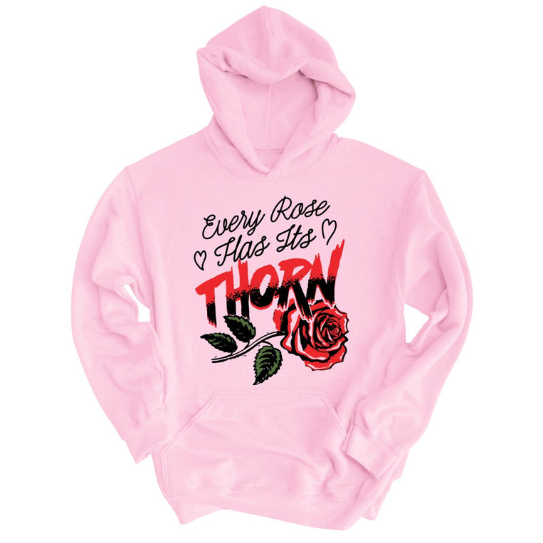 Every Rose Has It's Thorn Graphic Hoodie - Light Pink