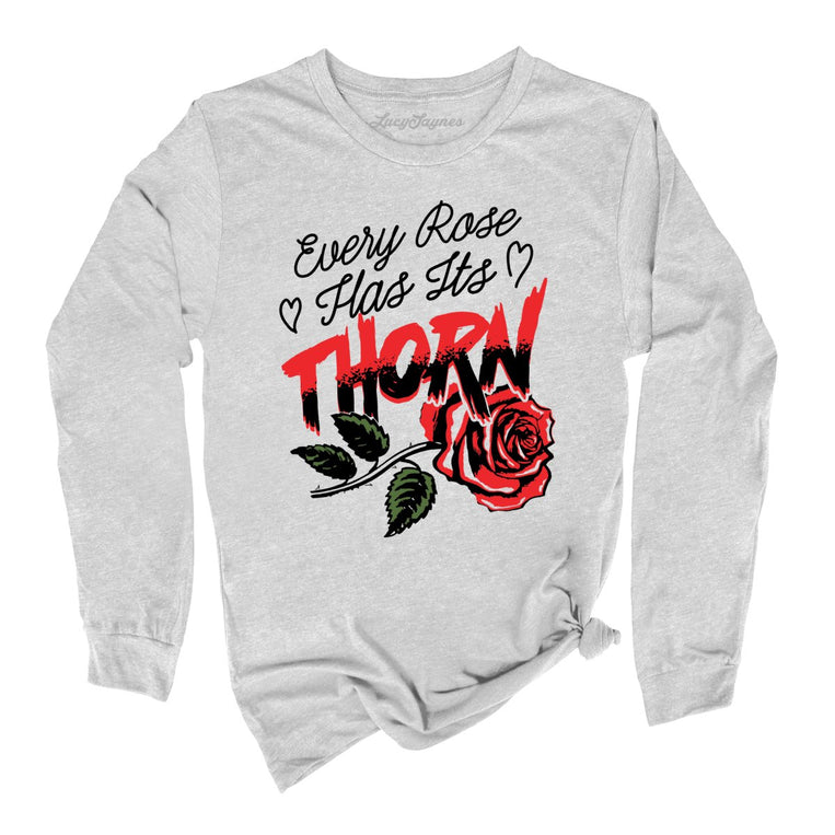 Every Rose Has It's Thorn Graphic Long Sleeve Tee - Athletic Heather