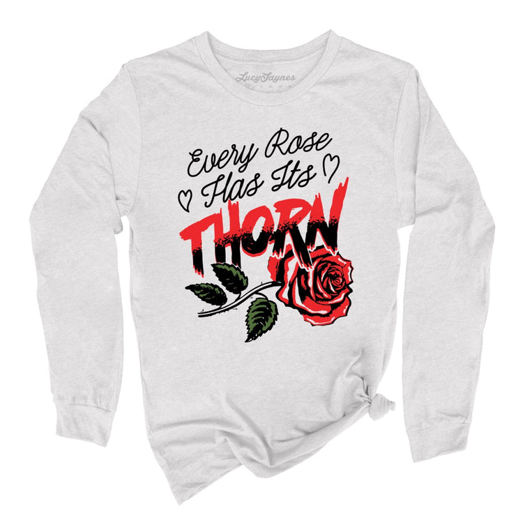 Every Rose Has It's Thorn Graphic Long Sleeve Tee - Ash