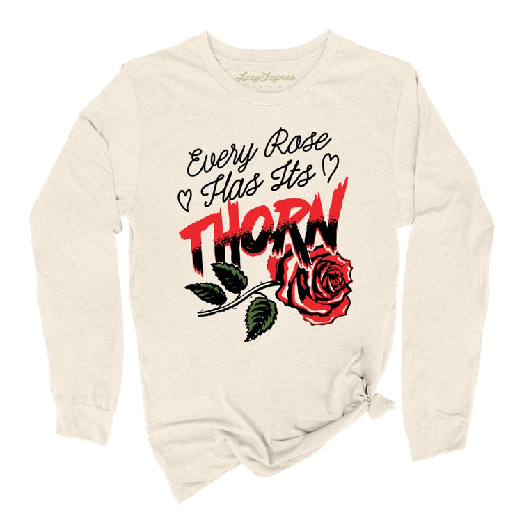 Every Rose Has It's Thorn Graphic Long Sleeve Tee - Natural