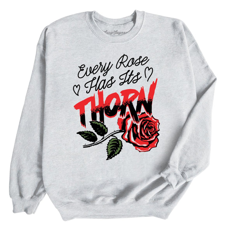 Every Rose Has It's Thorn Graphic Sweatshirt - Ash