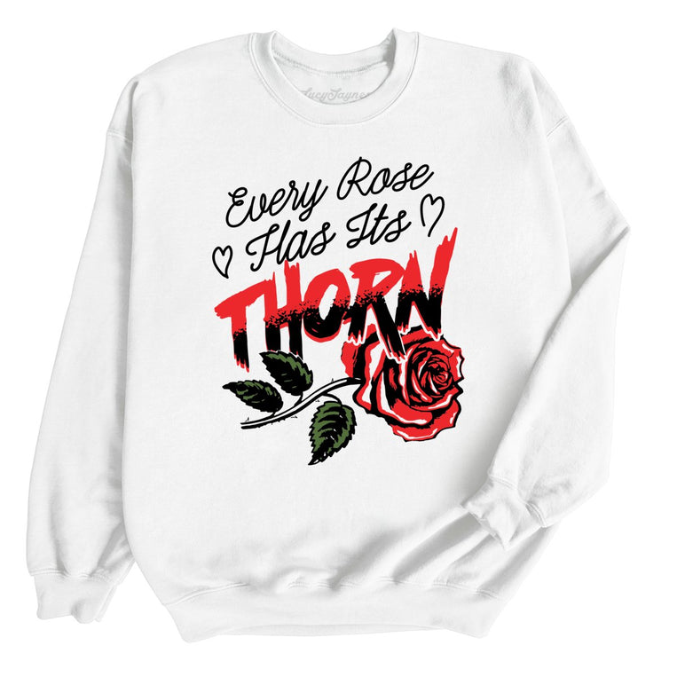 Every Rose Has It's Thorn Graphic Sweatshirt - White