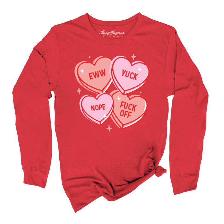 Eww Yuck Nope Graphic Long Sleeve Tee - Red