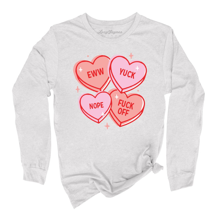 Eww Yuck Nope Graphic Long Sleeve Tee - Ash