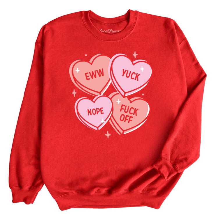 Eww Yuck Nope Graphic Sweatshirt - Red
