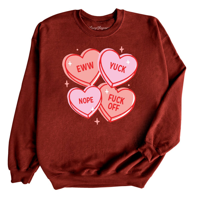 Eww Yuck Nope Graphic Sweatshirt - Garnet