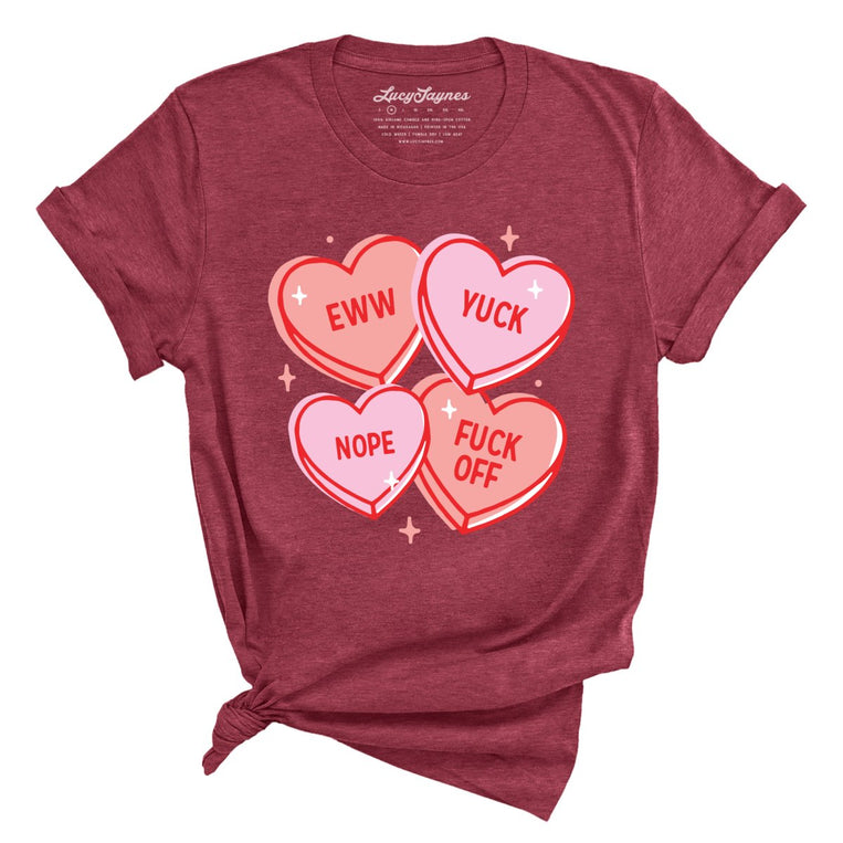 Eww Yuck Nope Graphic Tee - Heather Raspberry