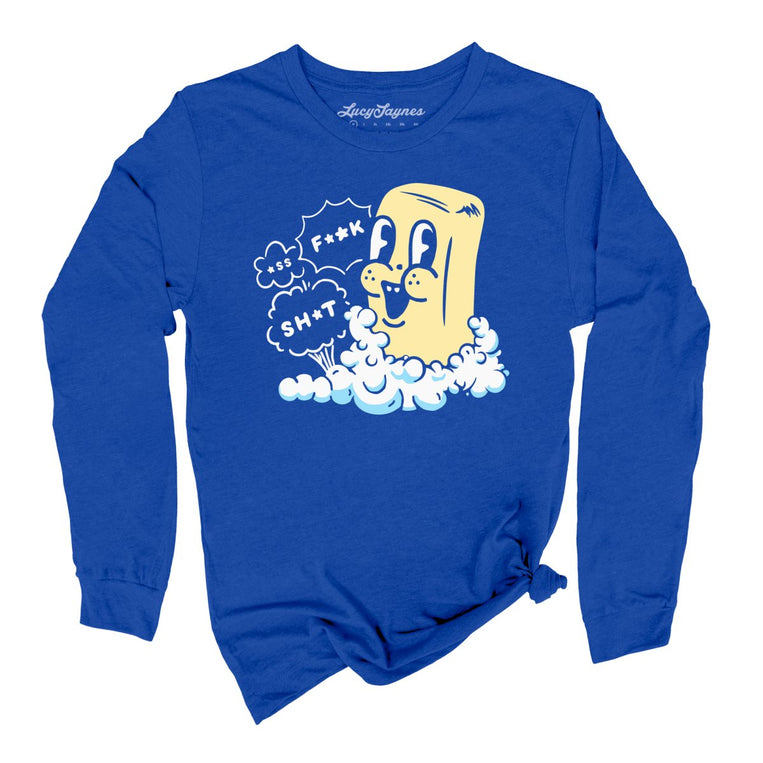 Excited Soap Bar Graphic Long Sleeve Tee - True Royal