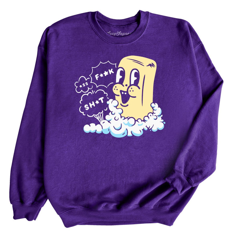 Excited Soap Bar Graphic Sweatshirt - Purple