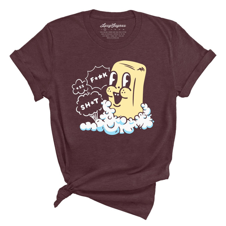 Excited Soap Bar Graphic Tee - Heather Maroon
