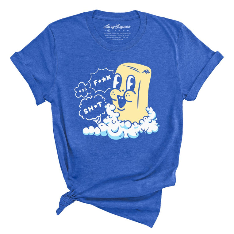 Excited Soap Bar Graphic Tee - Heather True Royal