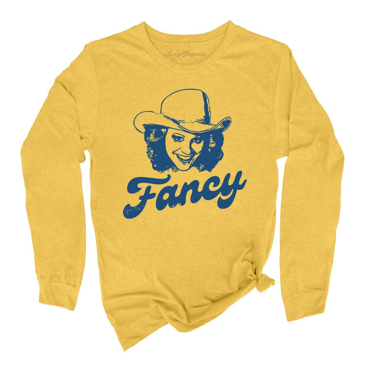 Fancy Graphic Long Sleeve Tee - Heather Yellow Gold