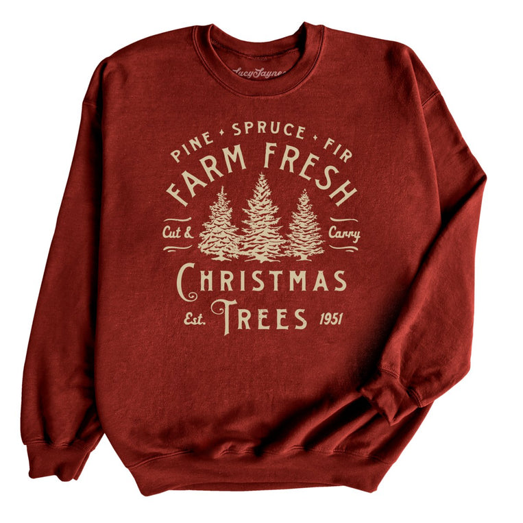 Farm Fresh Christmas Trees Graphic Sweatshirt - Garnet