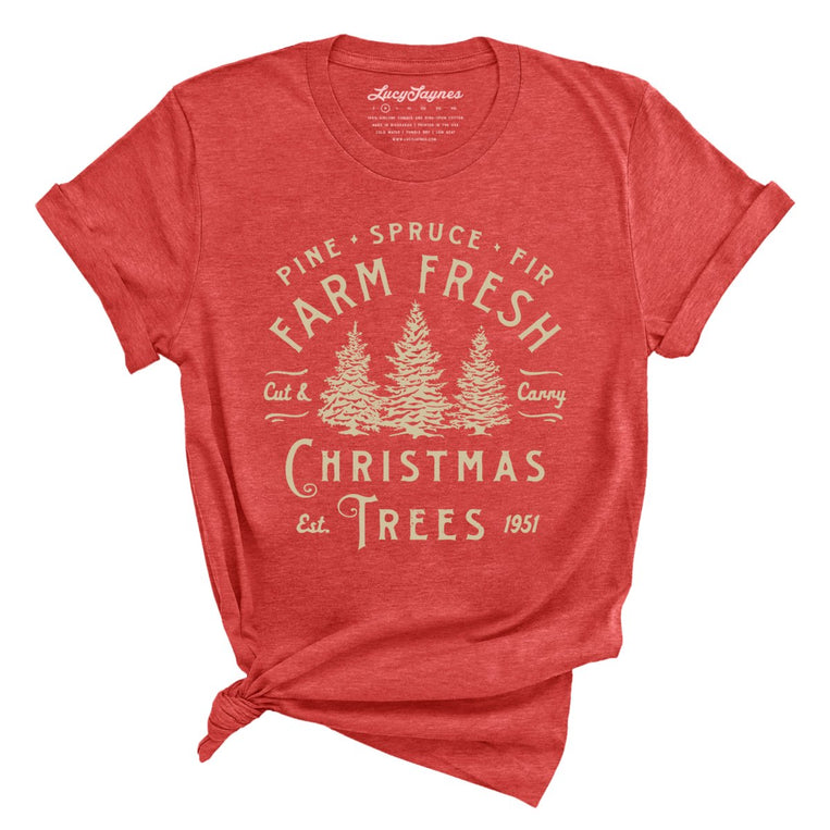 Farm Fresh Christmas Trees Graphic Tee - Heather Red
