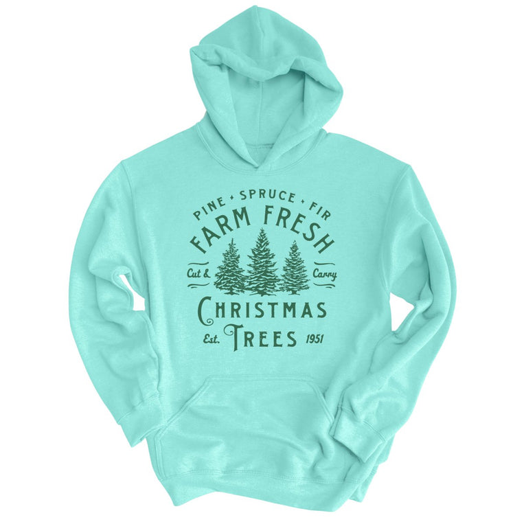 Farm Fresh Christmas Trees Graphic Hoodie - Mint