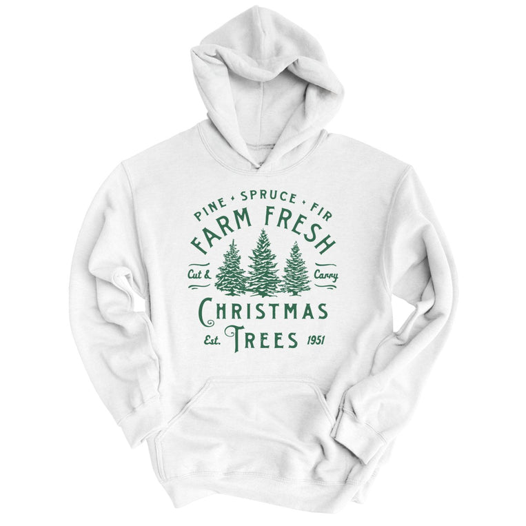 Farm Fresh Christmas Trees Graphic Hoodie - White