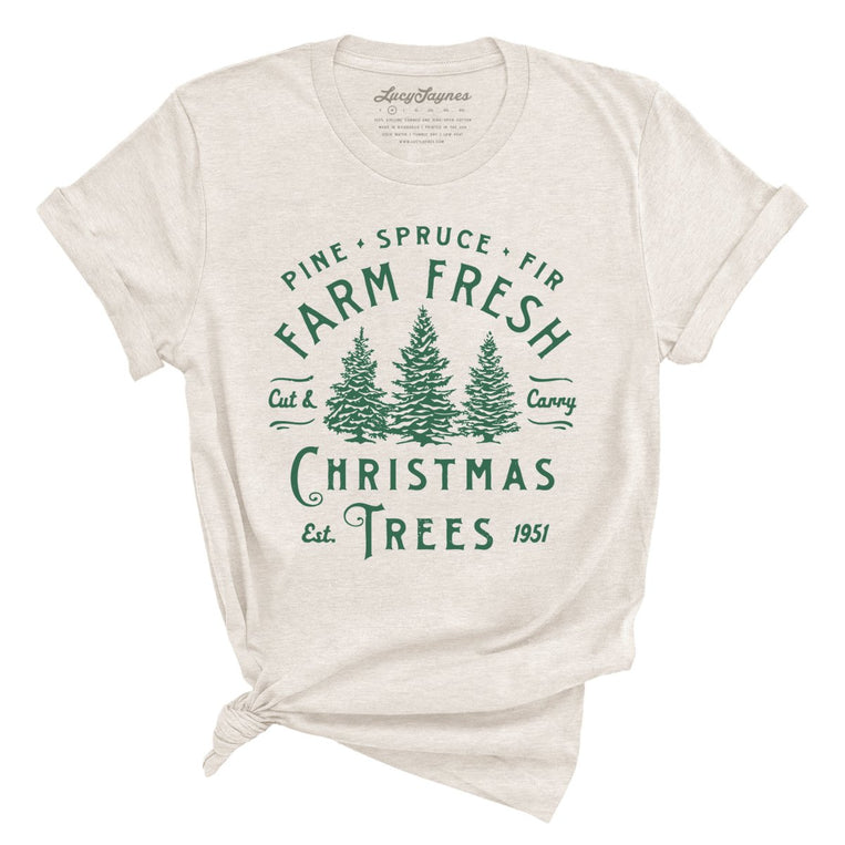 Farm Fresh Christmas Trees Graphic Tee - Heather Dust