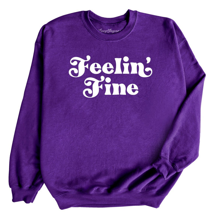 Feelin' Fine Graphic Sweatshirt - Purple