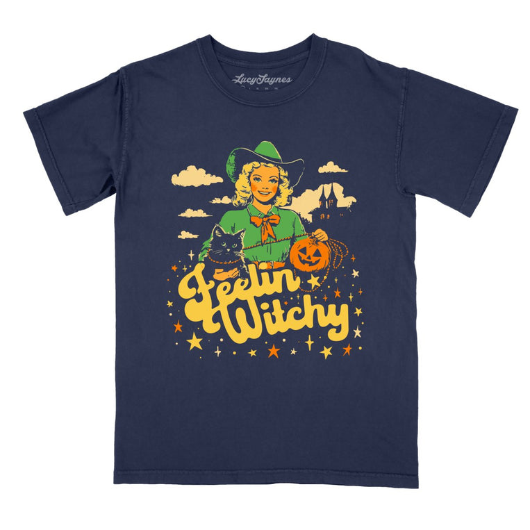 Feelin' Witchy Comfort Colors Graphic Tee - True Navy