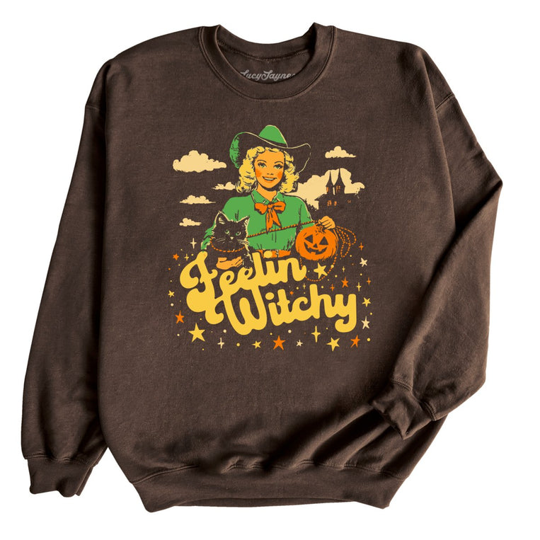 Feelin' Witchy Graphic Sweatshirt - Dark Chocolate