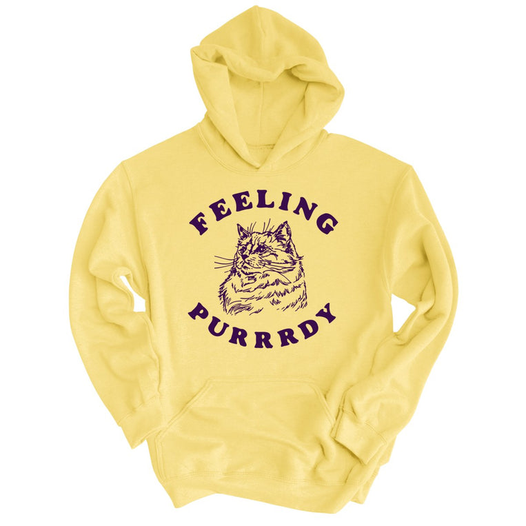 Feeling Purrrdy Graphic Hoodie - Light Yellow