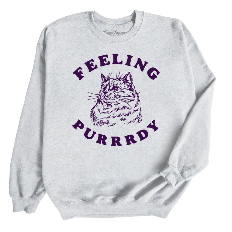 Feeling Purrrdy Graphic Sweatshirt - Ash