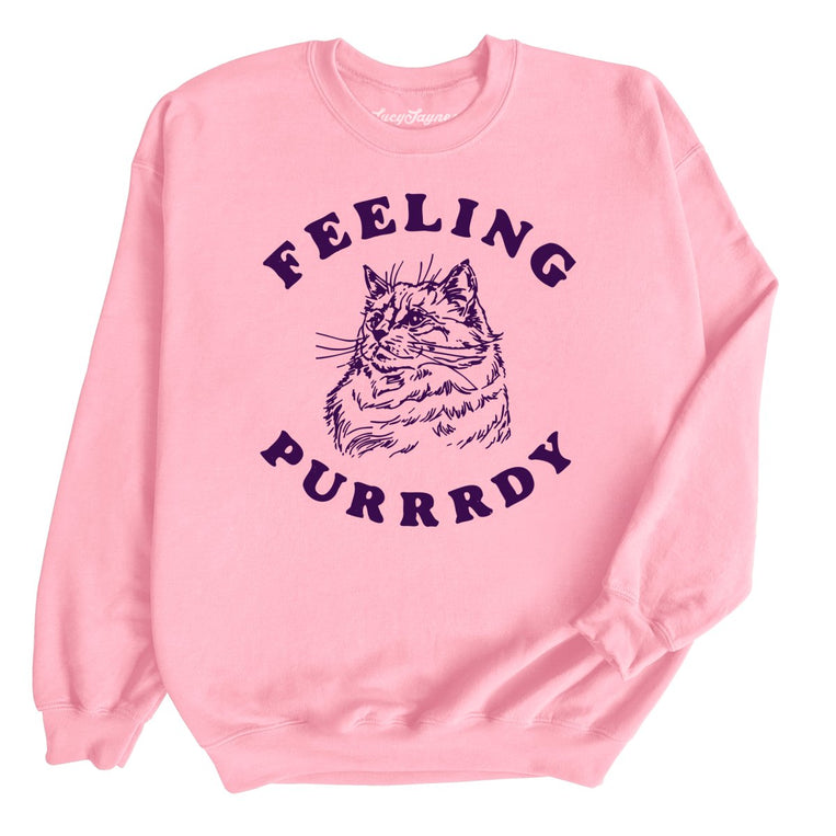 Feeling Purrrdy Graphic Sweatshirt - Light Pink
