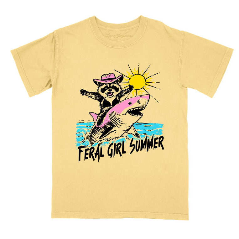 Feral Girl Summer Comfort Colors Graphic Tee - Butter