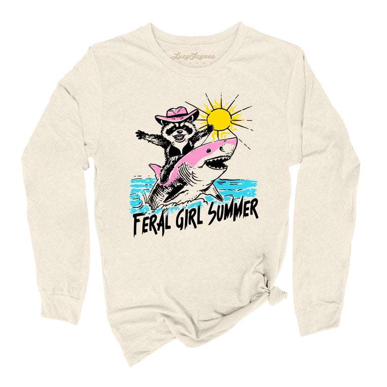 Feral Girl Summer Graphic Long Sleeve Tee - Natural
