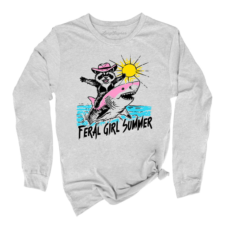 Feral Girl Summer Graphic Long Sleeve Tee - Athletic Heather