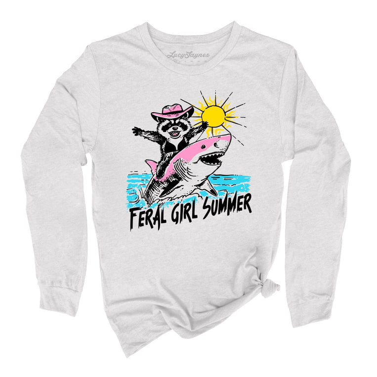Feral Girl Summer Graphic Long Sleeve Tee - Ash