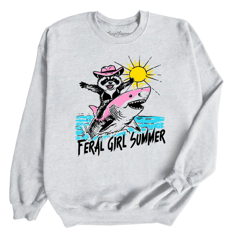 Feral Girl Summer Graphic Sweatshirt - Ash