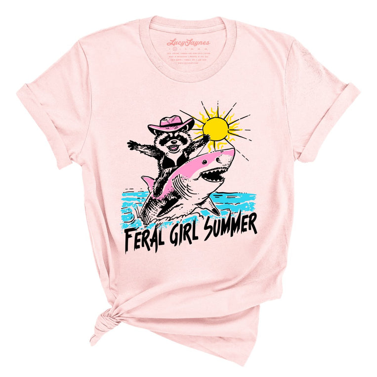 Feral Girl Summer Graphic Tee - Soft Pink