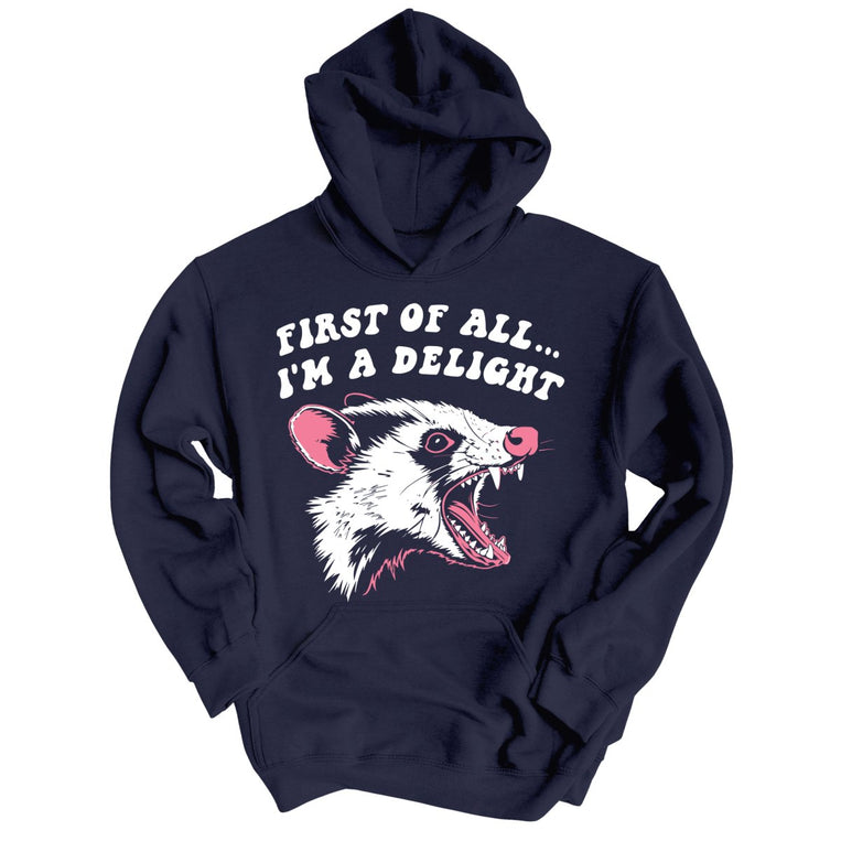 First Of All I'm A Delight Graphic Hoodie - Classic Navy